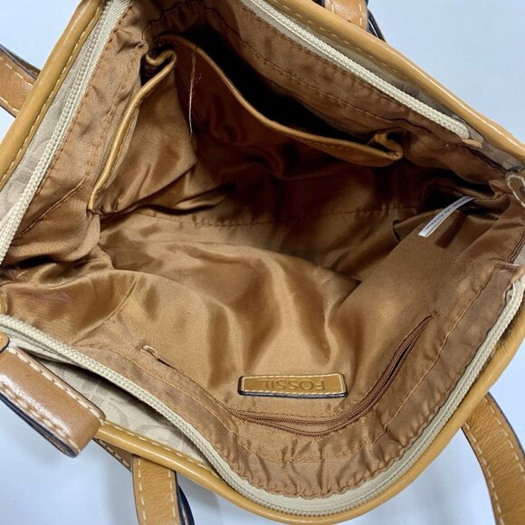 FOSSIL Key Fob Multicolor Argyle Patchwork Leather Canvas Shoulder Handbag Xbody - Picture 10 of 12